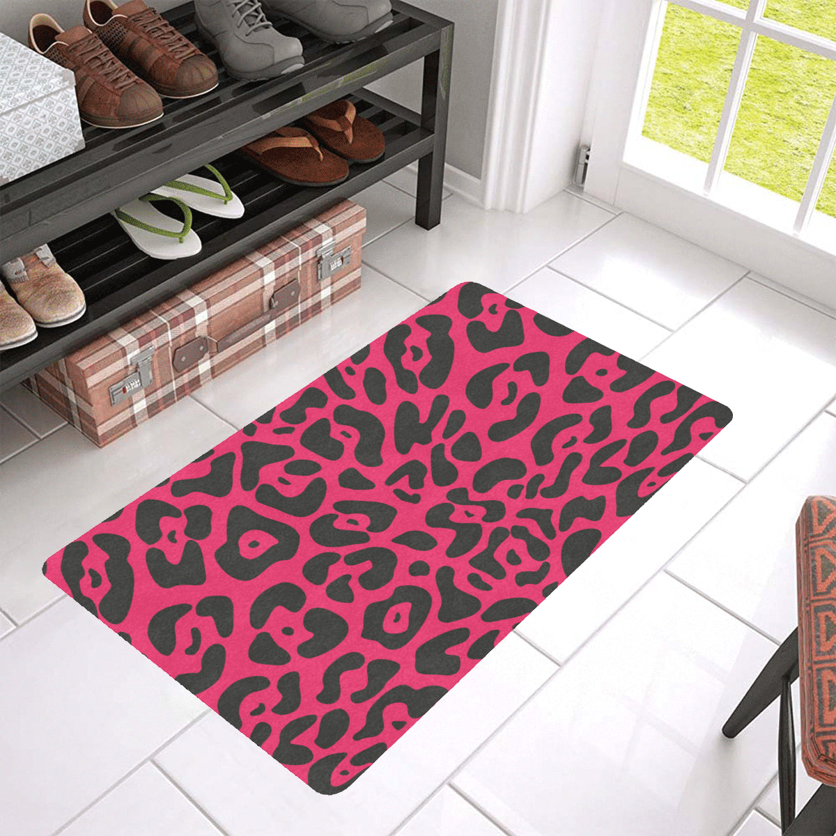 Cheetah Pink Print Pattern Rubber Doormat