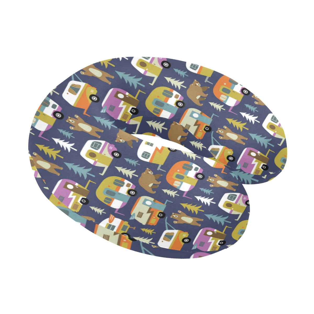 Camper Pattern Print Design 04 U-Shaped Travel Neck Pillow