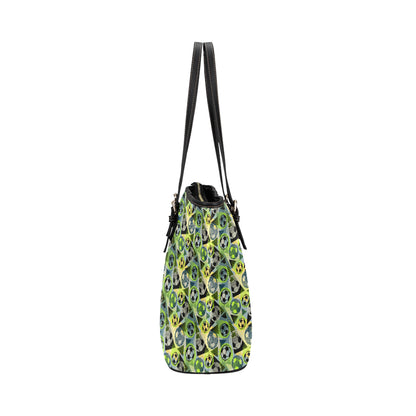 Soccer Ball Themed Print Pattern Leather Tote Bag