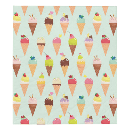 Ice Cream Pattern Print Design 03 Premium Quilt