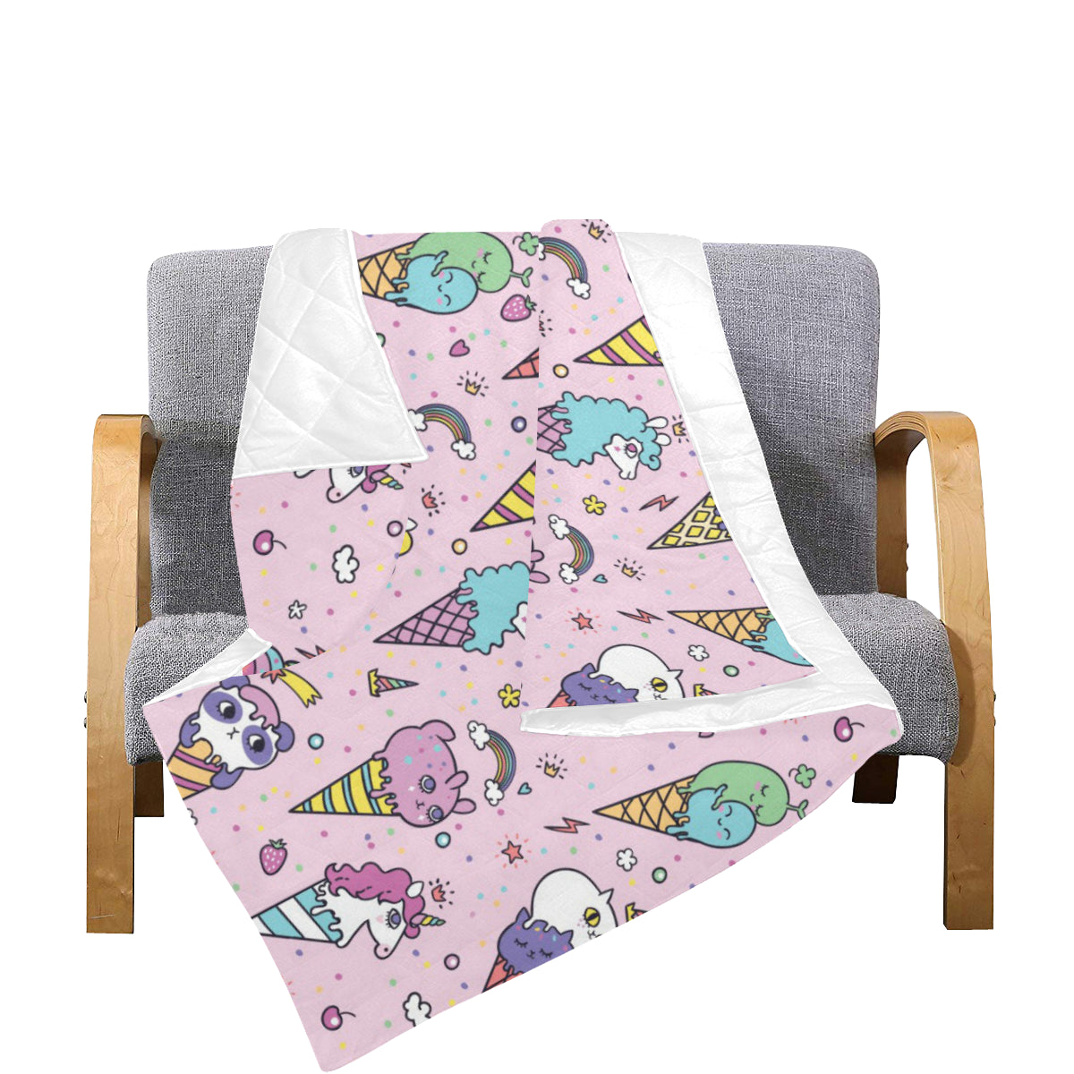 Ice Cream Pattern Print Design IC05 Premium Quilt