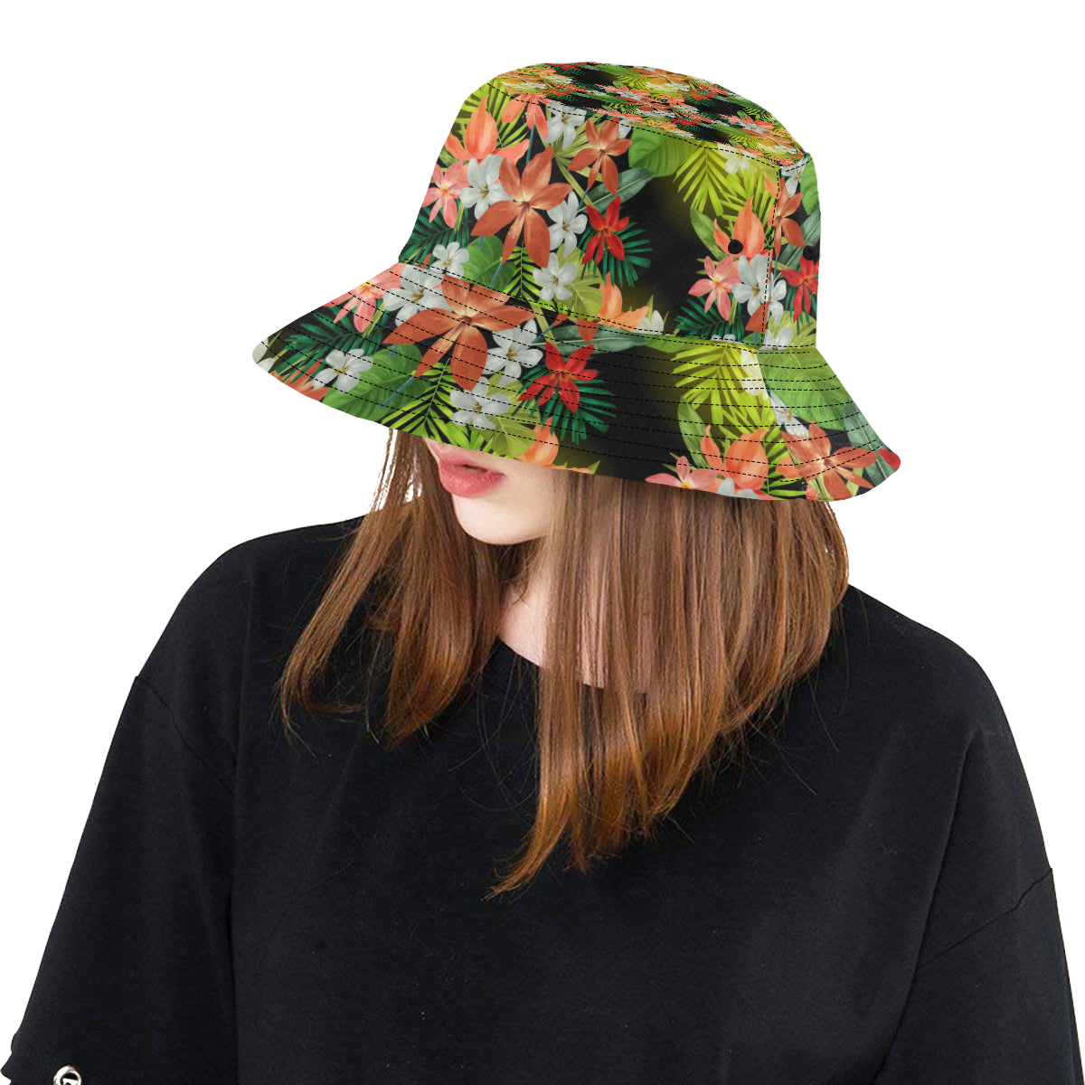 Amaryllis Pattern Print Design AL07 Unisex Bucket Hat