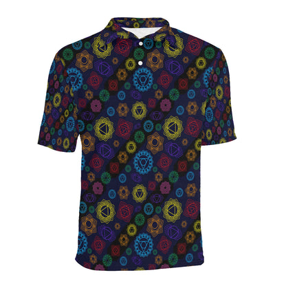 Chakra Colorful Print Pattern Men Polo Shirt