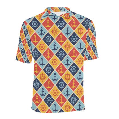 Nautical Pattern Design Themed Print Men Polo Shirt