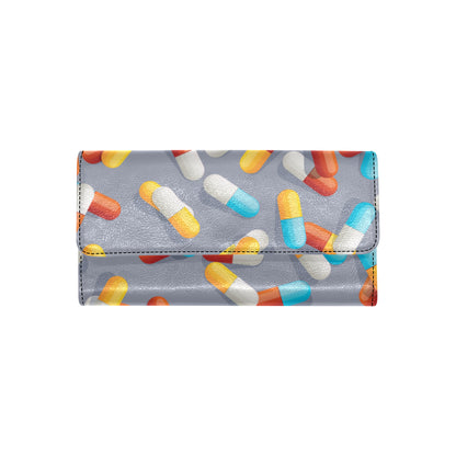 Pill Pattern Print Design A01 Women's Trifold Wallet