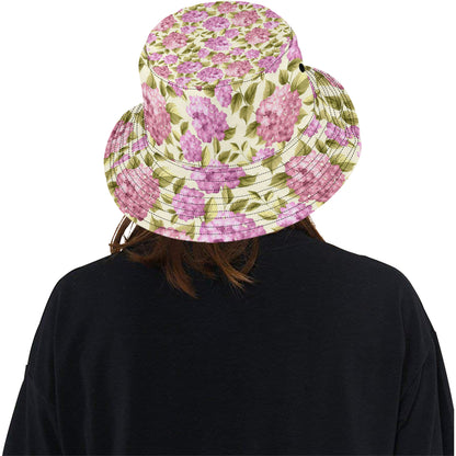 Hydrangea Pattern Print Design HD05 Unisex Bucket Hat