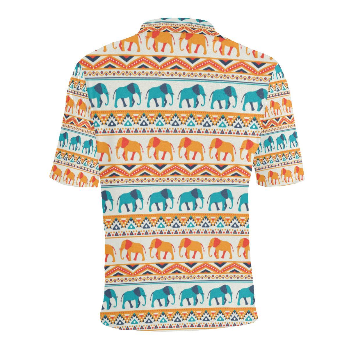 Elephant Aztec Ethnic Print Pattern Men Polo Shirt
