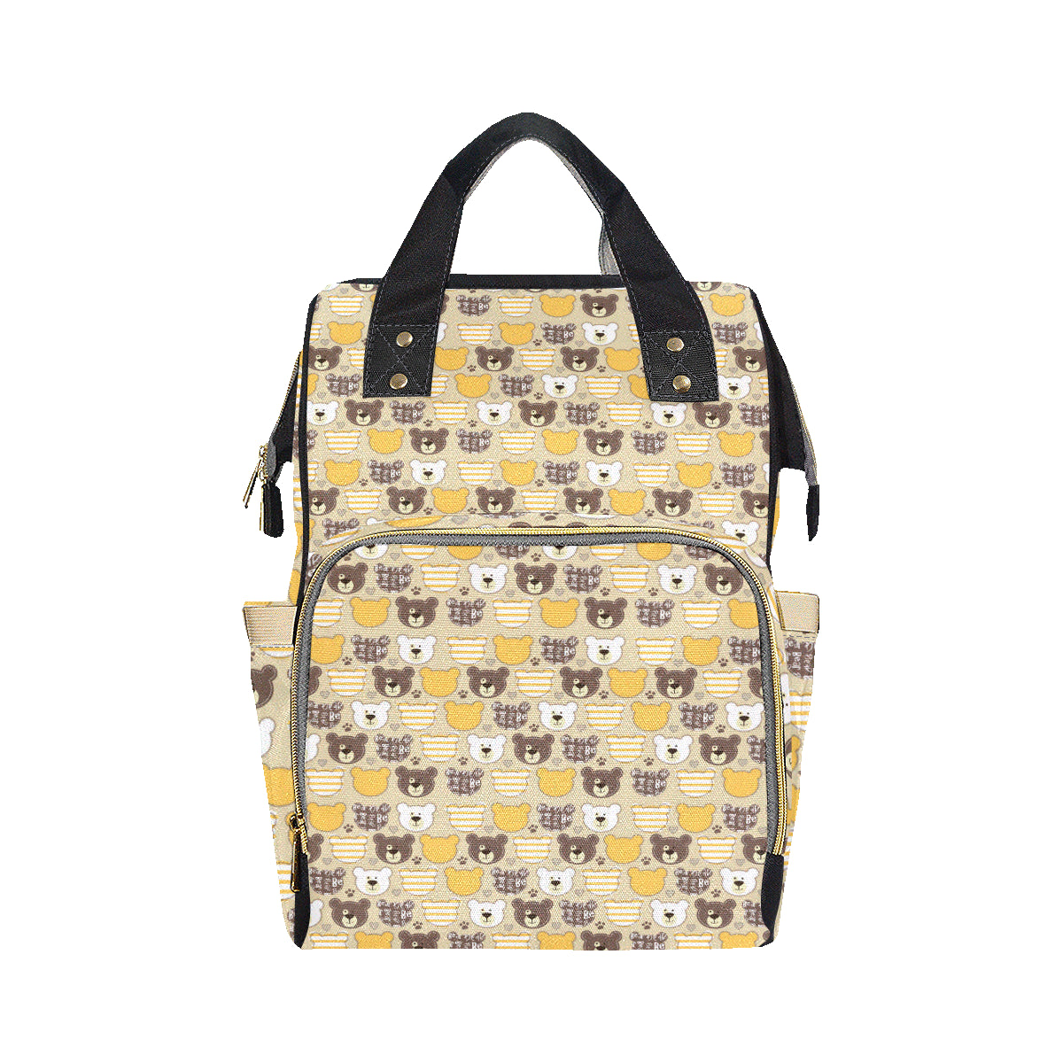 Bear PatchworkPattern Print Design 01 Diaper Bag Backpack