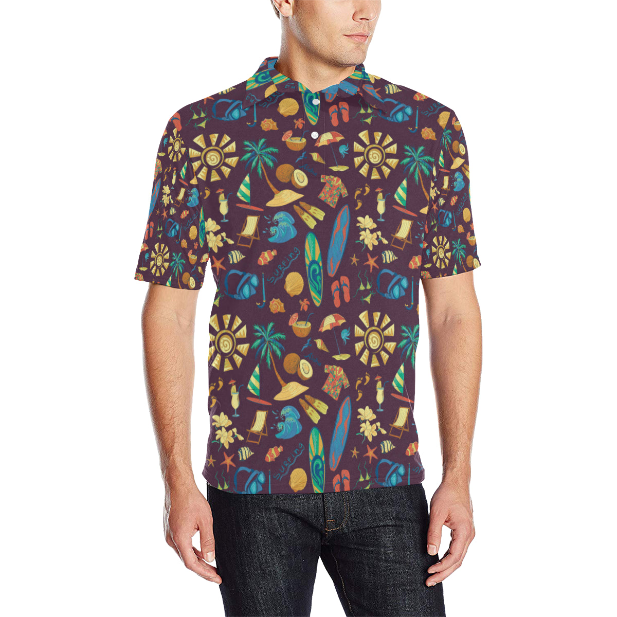 Aloha Hawaii Pattern Print Design 01 Men Polo Shirt