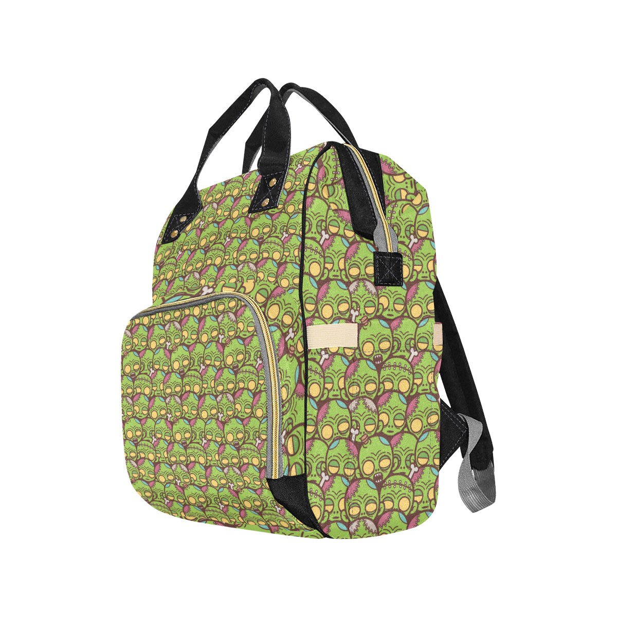 Zombie Head Design Pattern Print Diaper Bag Backpack
