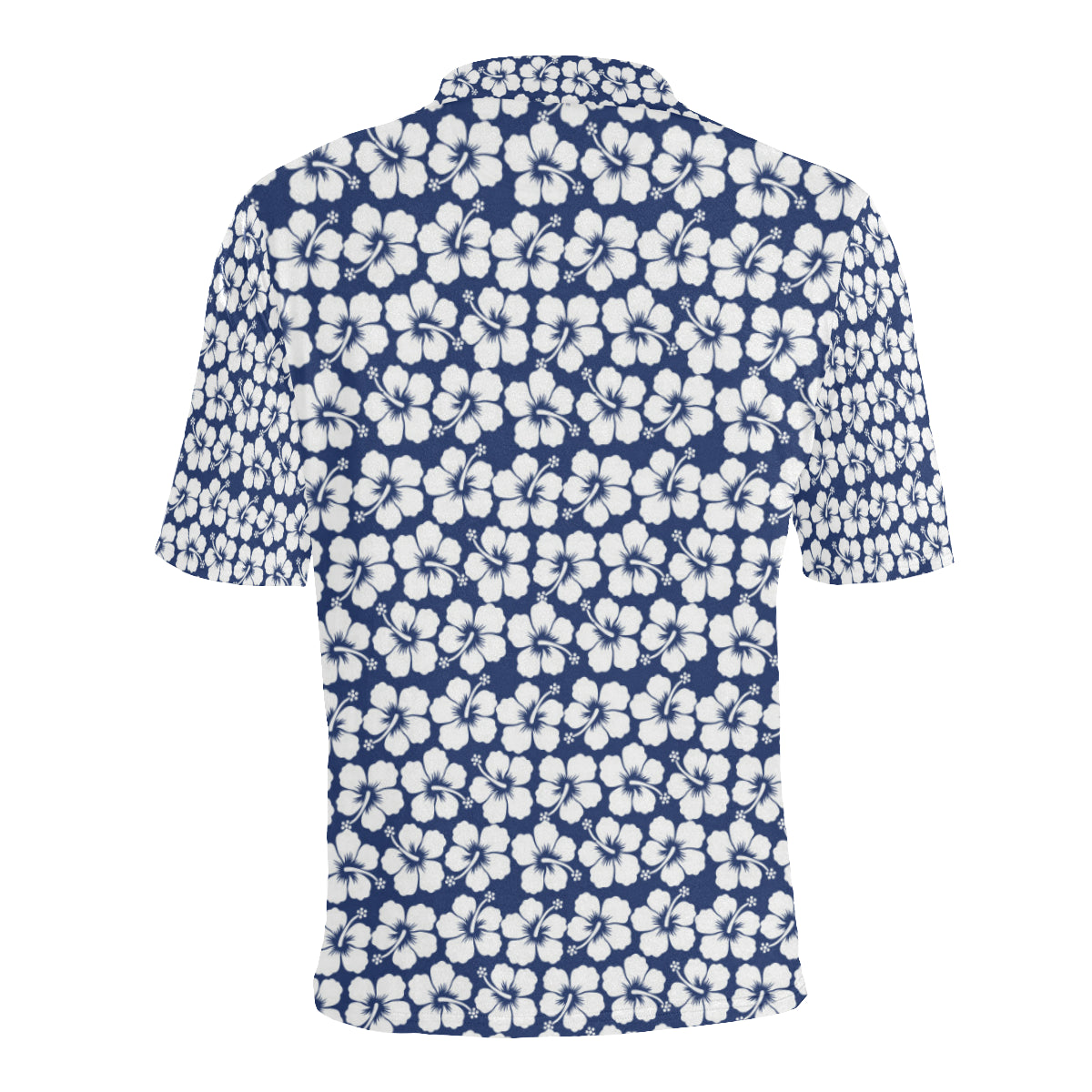 Hibiscus Blue Hawaiian Flower Pattern Men Polo Shirt
