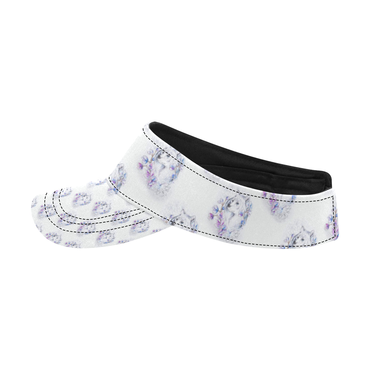 Wolf with Flower Print Design Unisex Sun Visor
