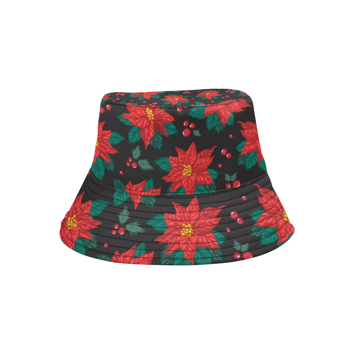 Poinsettia Pattern Print Design POT07 Unisex Bucket Hat