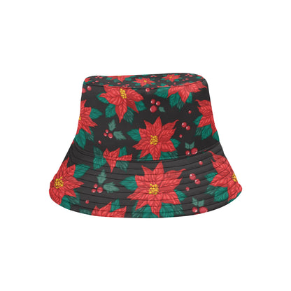 Poinsettia Pattern Print Design POT07 Unisex Bucket Hat