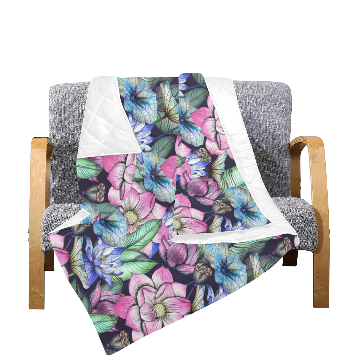 Water Lily Pattern Print Design WL07 Premium Quilt