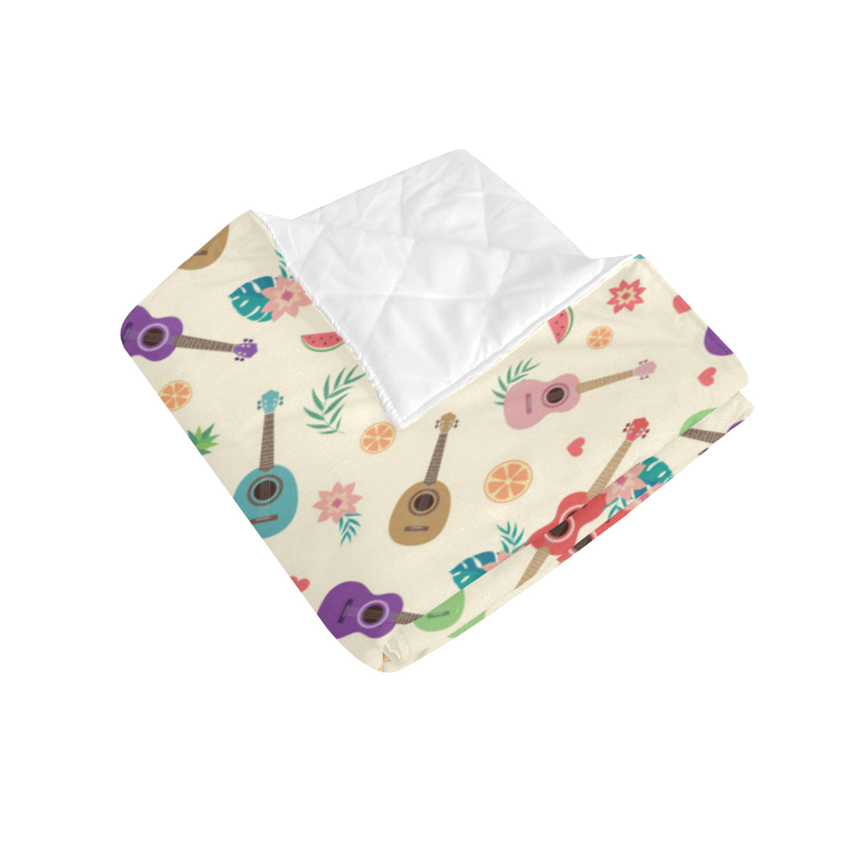 Ukulele Pattern Print Design 01 Premium Quilt