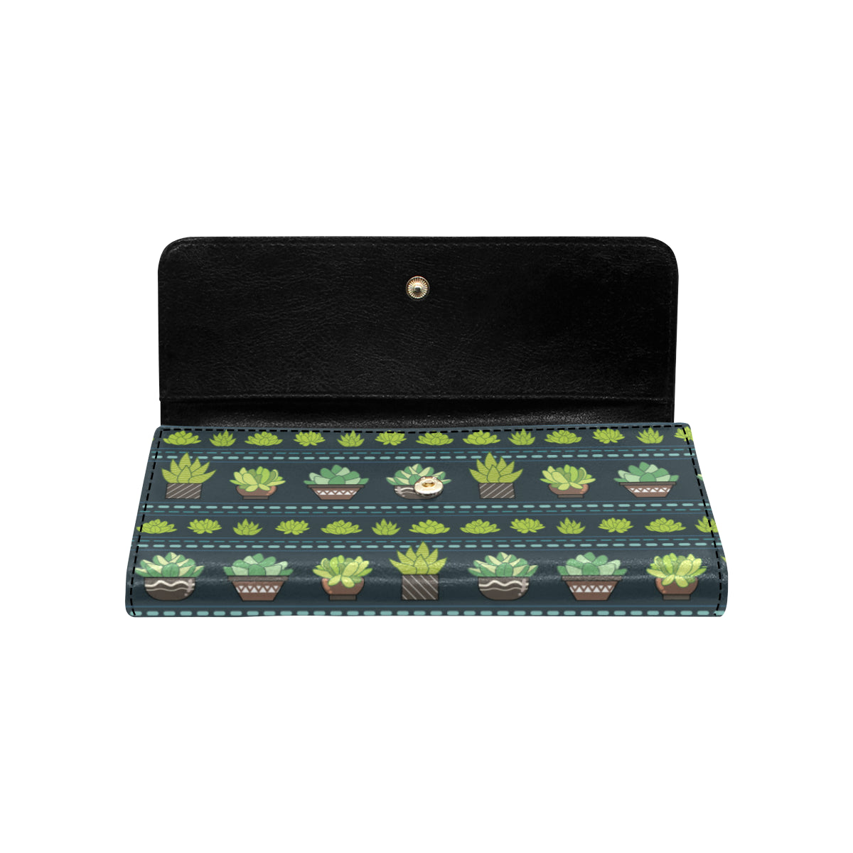 Cactus Pattern Print Design 07 Women's Trifold Wallet