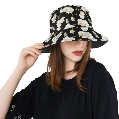 Orchid White Pattern Print Design OR011 Unisex Bucket Hat