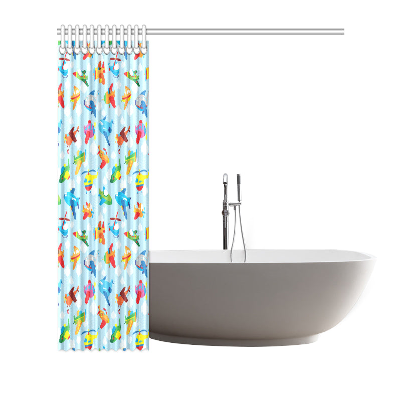 Airplane Colorful Pattern Print Design 01 Shower Curtain