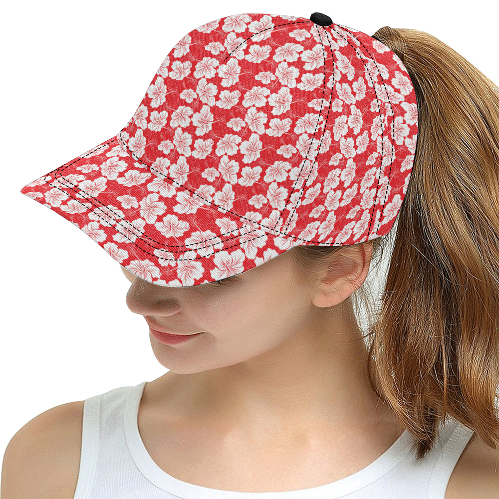 Flower Hawaiian Hibiscus Red Background Print Snapback Cap
