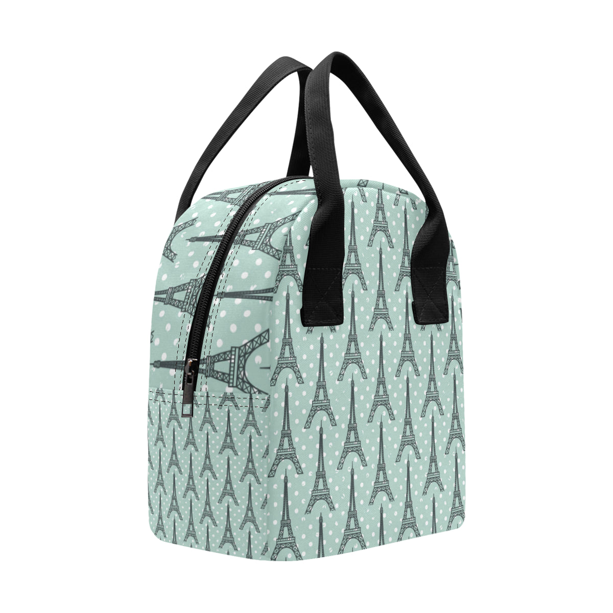 Eiffel Tower Polka Dot Print Insulated Lunch Bag