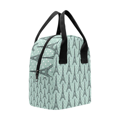 Eiffel Tower Polka Dot Print Insulated Lunch Bag