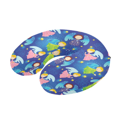 Angel Little Pattern Print Design 02 U-Shaped Travel Neck Pillow