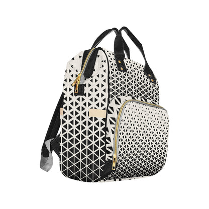Geometric Black White Pattern Print Design 03 Diaper Bag Backpack