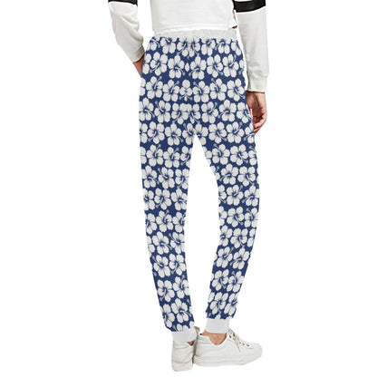 Hibiscus Blue Hawaiian Flower Pattern Unisex Sweatpants