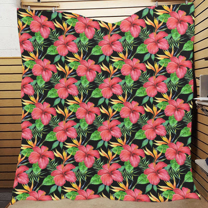 Red Hibiscus Pattern Print Design HB07 Premium Quilt