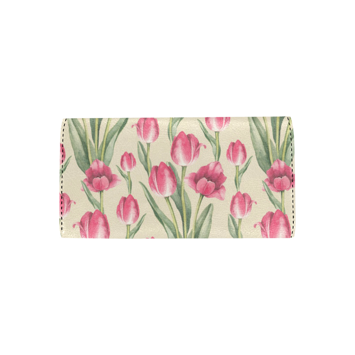 Tulip Pink Pattern Print Design TP06 Women's Trifold Wallet