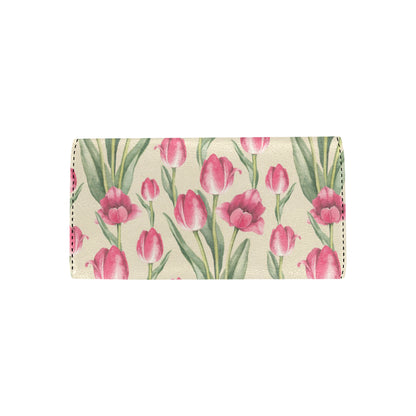 Tulip Pink Pattern Print Design TP06 Women's Trifold Wallet