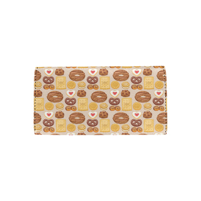 Cookie Pattern Print Design 02 Women's Trifold Wallet