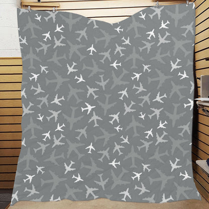 Airplane Pattern Print Design 02 Premium Quilt