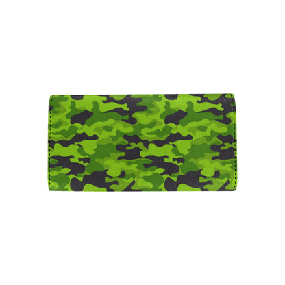 Green Kelly Camo Print Women's Trifold Wallet