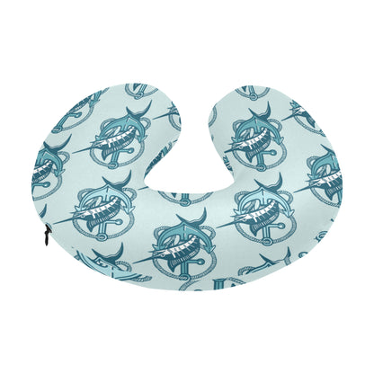 Swordfish Pattern Print Design 03 U-Shaped Travel Neck Pillow
