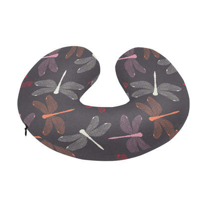 Dragonfly Pattern Print Design 01 U-Shaped Travel Neck Pillow