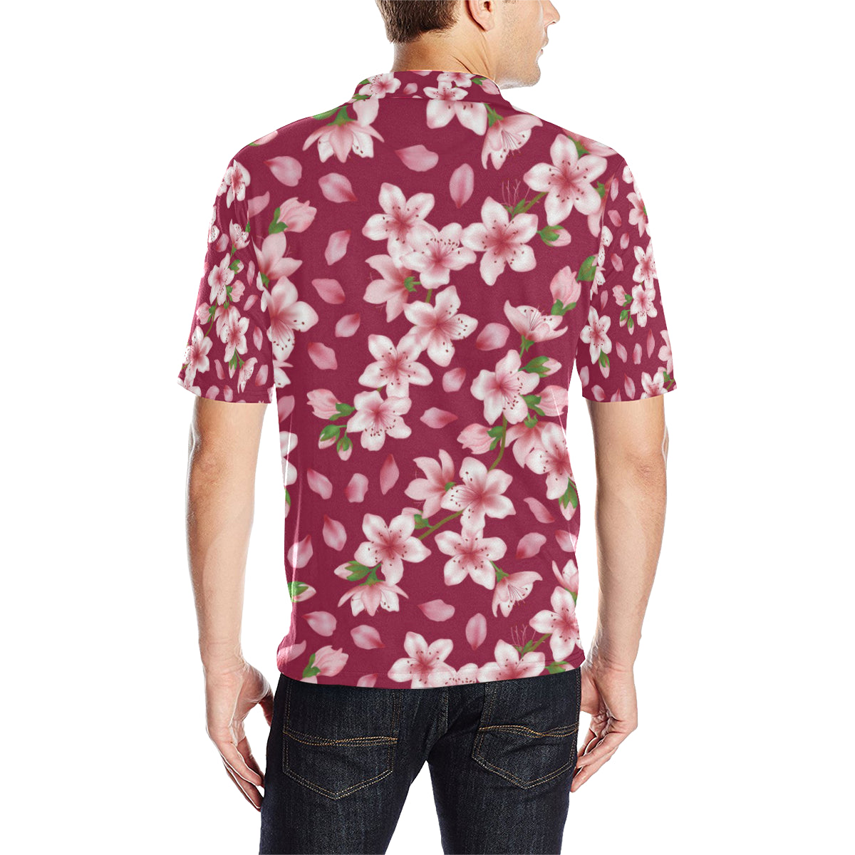 Cherry Blossom Pattern Print Design CB06 Men Polo Shirt