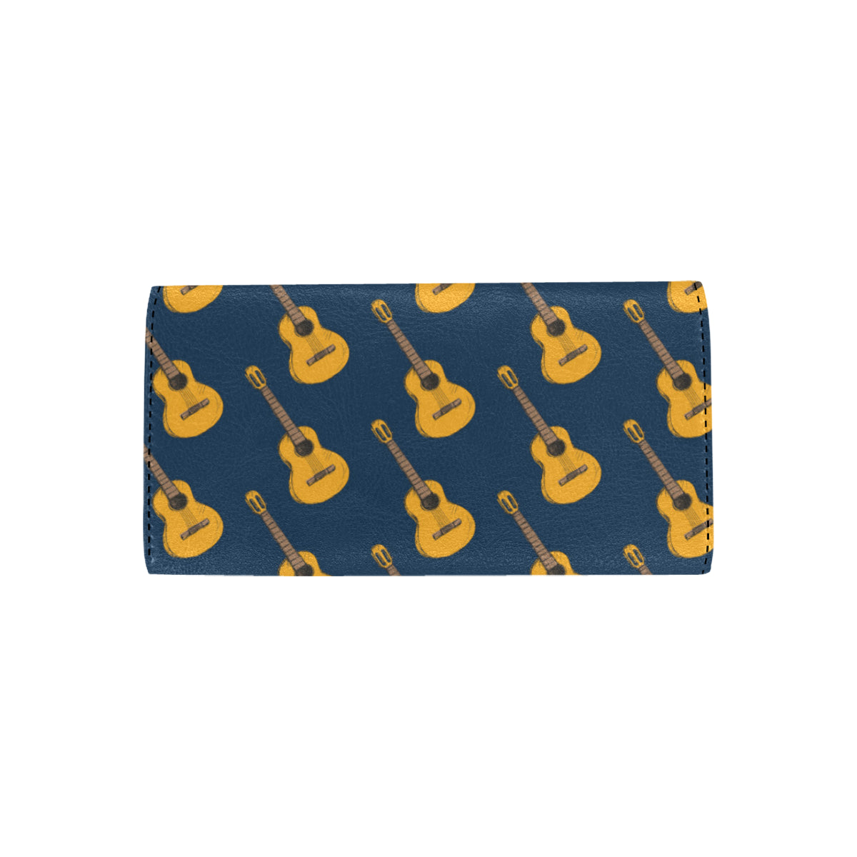 Acoustic Guitar Pattern Print Design 04 Women's Trifold Wallet