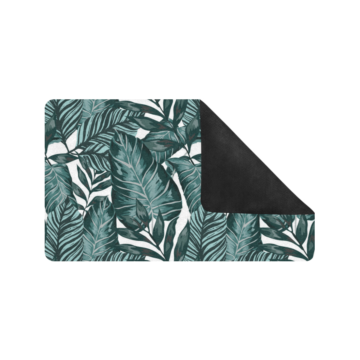 Tropical Palm Leaves Pattern Rubber Doormat