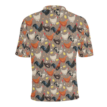 Chicken Evolution Pattern Men Polo Shirt