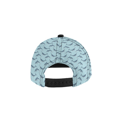 Narwhal Dolphin Print Snapback Cap