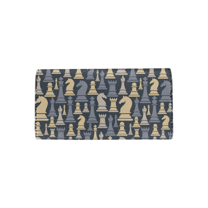 Chess Pattern Print Design 04 Women's Trifold Wallet
