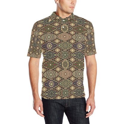 Mandala Motif Themed Design Print Men Polo Shirt