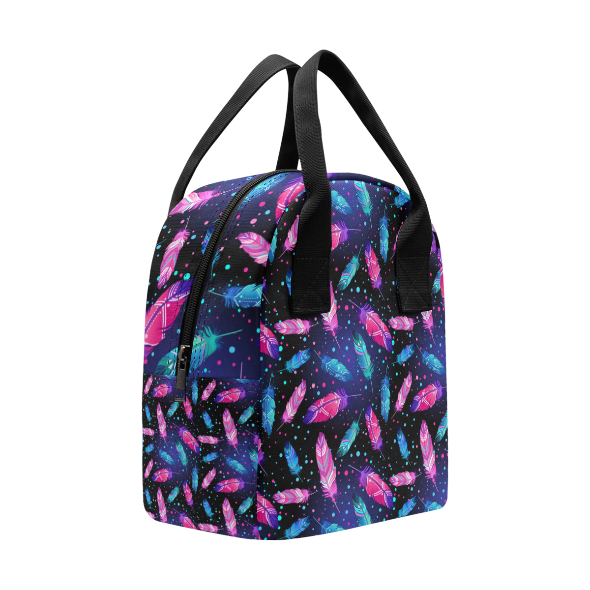 Feather Colorful Boho Design Print Insulated Lunch Bag