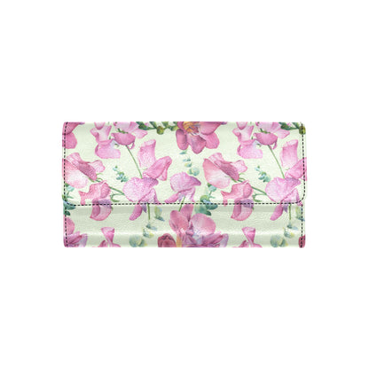 Peony Pattern Print Design PE011 Women's Trifold Wallet