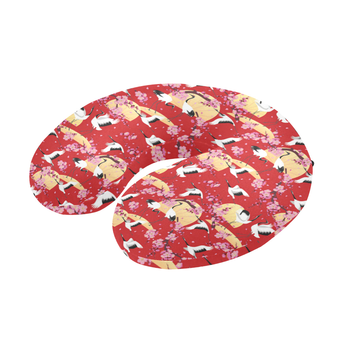 Crane Pattern Print Design 04 U-Shaped Travel Neck Pillow
