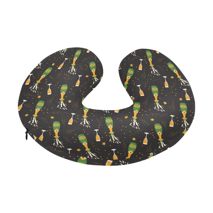 Champagne Pattern Print Design 04 U-Shaped Travel Neck Pillow