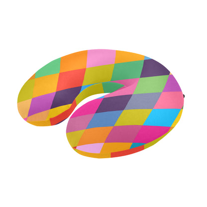 Harlequin Pattern Print Design 02 U-Shaped Travel Neck Pillow