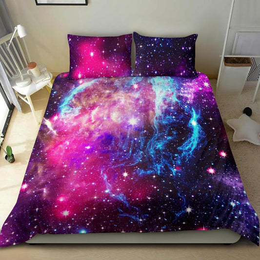 Galaxy Night Purple Space Print Bedding Set